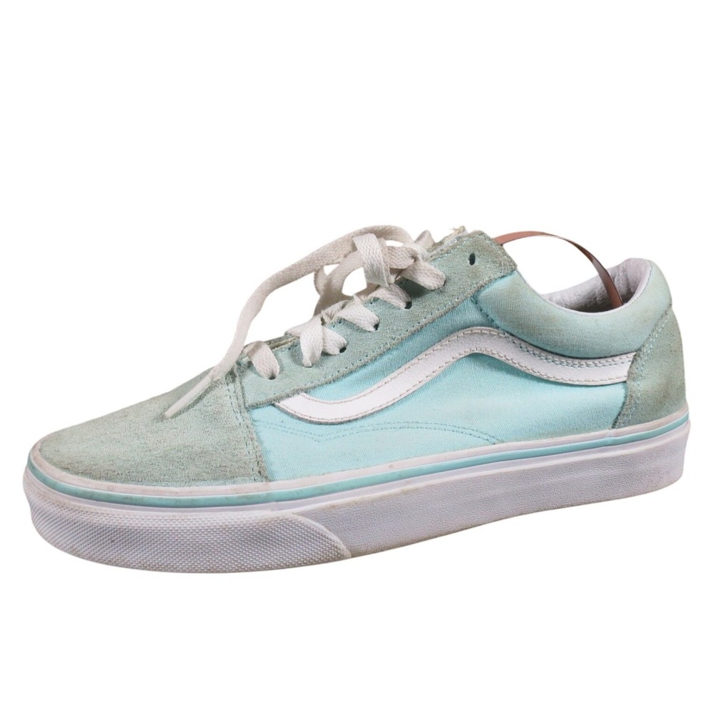 Vans Old Skool Women 7.5 Green White Suede Canvas Sneakers Classic Low-Top Style